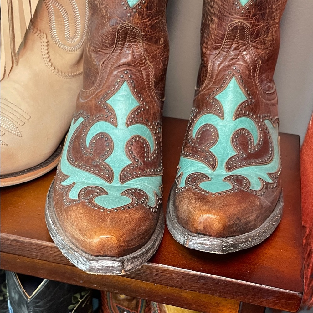 Old Gringo Brown and Turquoise Kailani Stud Boots - Picture 5 of 9